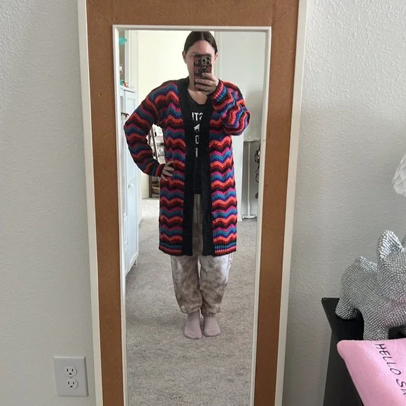 EUC Multicolor Stripe Open Front Midi Sweater - Small - Picture 8 of 8